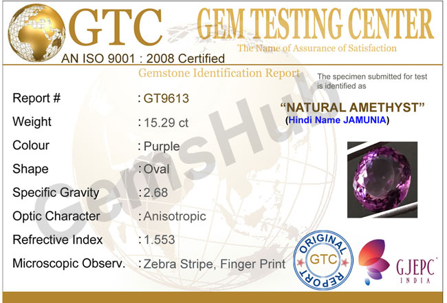 15.29 ct Natural Certified Amethyst (Jamunia) -Premium Quality
