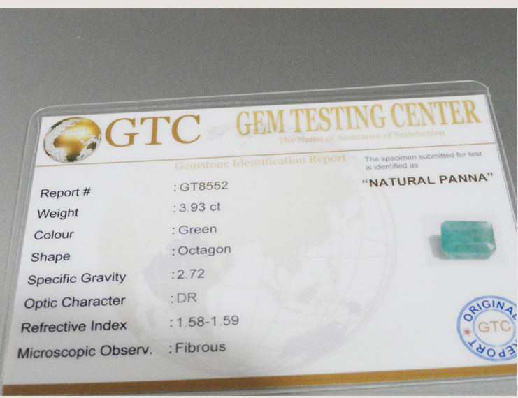 3.93 ct/4.25 ratti Natural Certified Zambian Panna (Emerald)