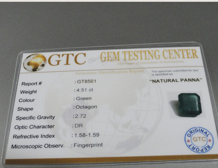 4.51 ct/5.02 ratti Natural Certified Zambian Panna (Emerald)