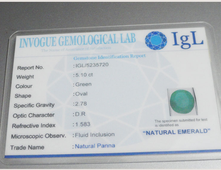 5.10 ct/5.60 ratti Natural Certified Zambian Panna (Emerald)