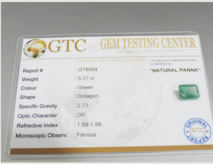 5.37 ct/6.00 ratti Natural Certified Zambian Panna (Emerald)