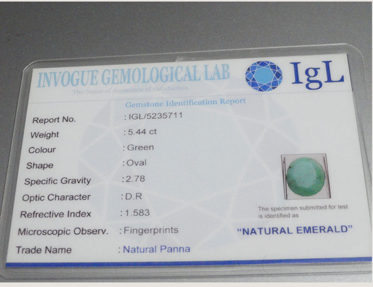 5.44 ct/6.25 ratti Natural Certified Zambian Panna (Emerald)