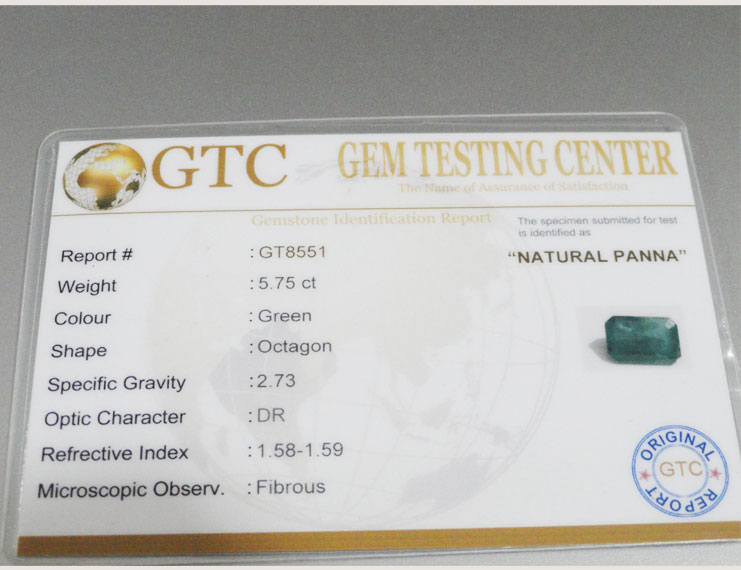5.75 ct/6.40 ratti Natural Certified Zambian Panna (Emerald)