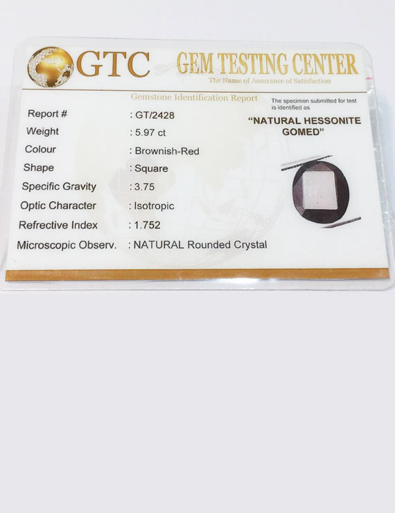 6.50 ratti (5.97 ct) Natural Hessonite Gomed Certified