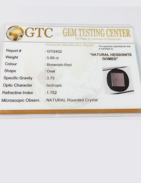 6.50 ratti (5.89 ct) Natural Hessonite Gomed Certified