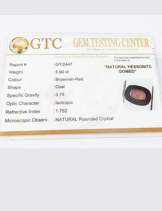 6.50 ratti (5.90 ct) Natural Hessonite Gomed Certified
