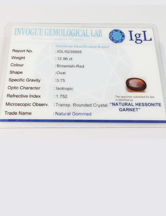 14.25 ratti (12.96 ct) Natural Hessonite Gomed Certified