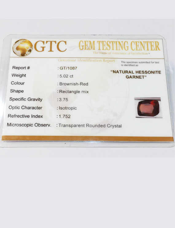 5.50 ratti (5.02 ct) Natural Hessonite Gomed Certified
