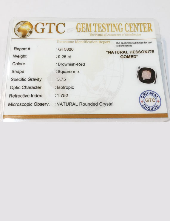 10.25 ratti (9.25 ct) Natural Hessonite Gomed Certified