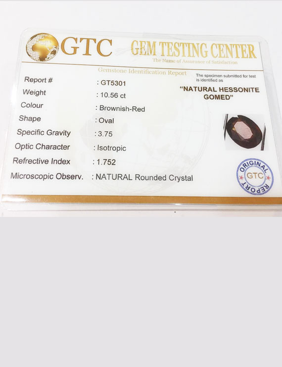 11.60 ratti (10.56 ct) Natural Hessonite Gomed Certified