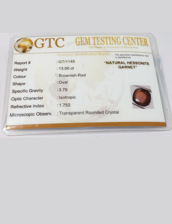 14.50 ratti (13.00 ct) Natural Hessonite Gomed Certified