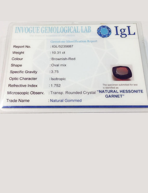 11.45 ratti (10.31 ct) Natural Hessonite Gomed Certified