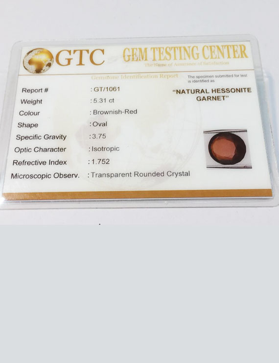 5.90 ratti (5.31 ct) Natural Hessonite Gomed Certified