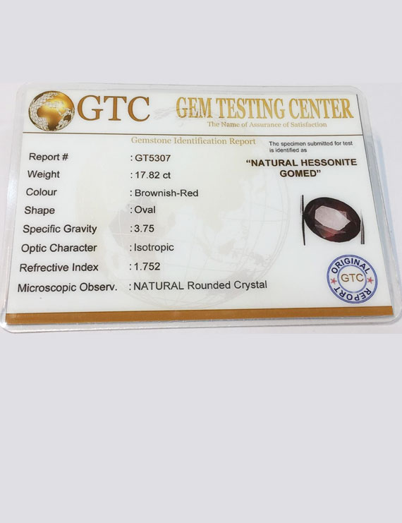 19.80 ratti (17.82 ct) Natural Hessonite Gomed Certified