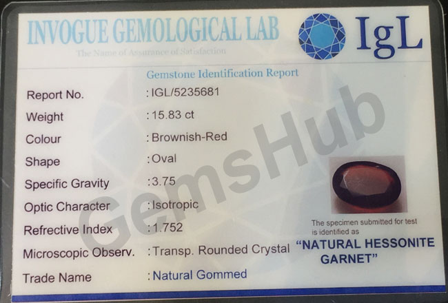 17.50 ratti (15.83 ct) Natural Hessonite Gomed Certified