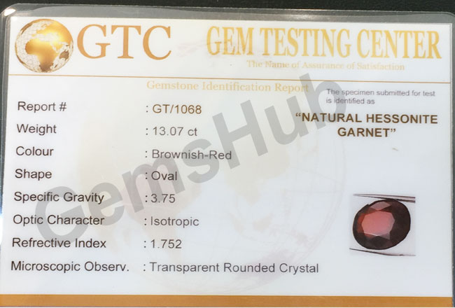 14.50 ratti (13.07 ct) Natural Hessonite Gomed Certified