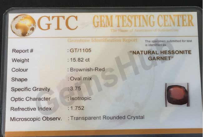 17.50 ratti (15.82 ct) Natural Hessonite Gomed Certified