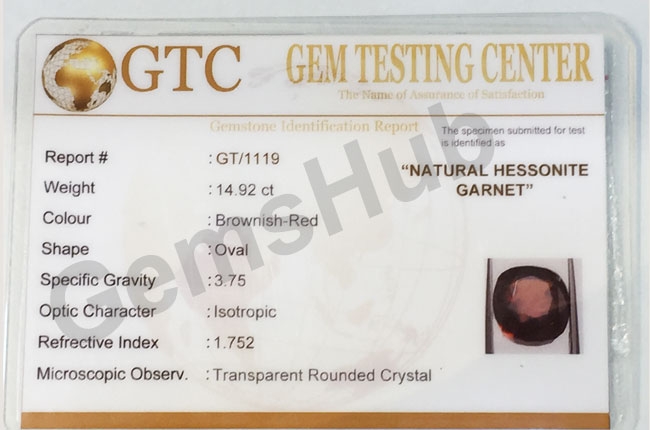 16.50 ratti (14.92 ct) Natural Hessonite Ceylon Gomed Certified