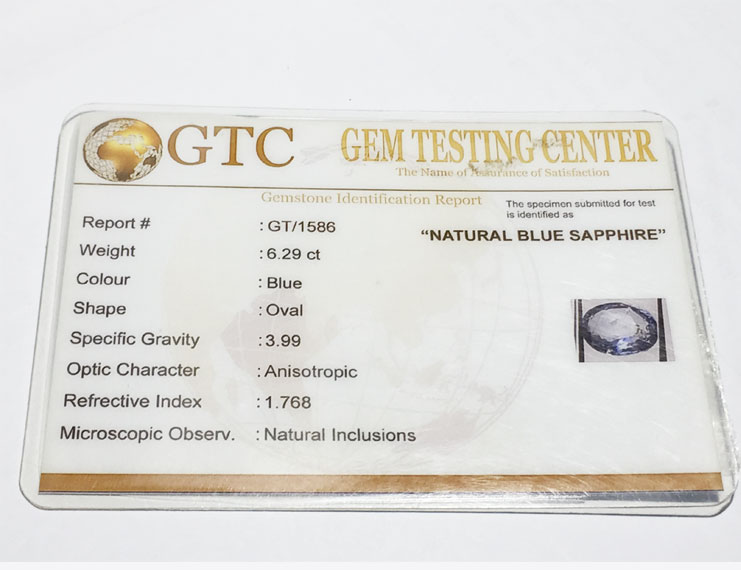 6.29 Ct/ 7.00  Ratti Natural Ceylon Blue Sapphire (Neelam) Gemstone
