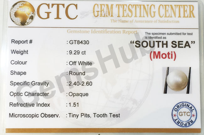 South Sea Pearl - 9.29 ct (10.25 ratti)