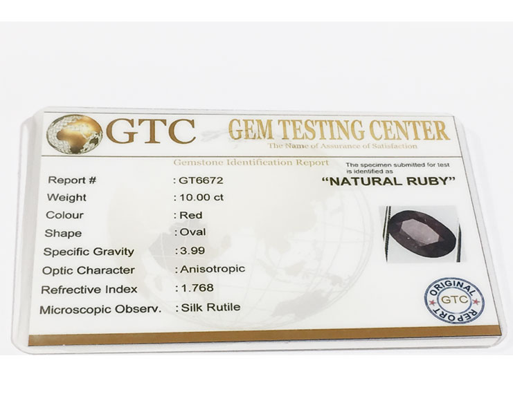 11.25 ratti/10.00ct Natural Certified Non Heat Non Treat Ruby/Manik