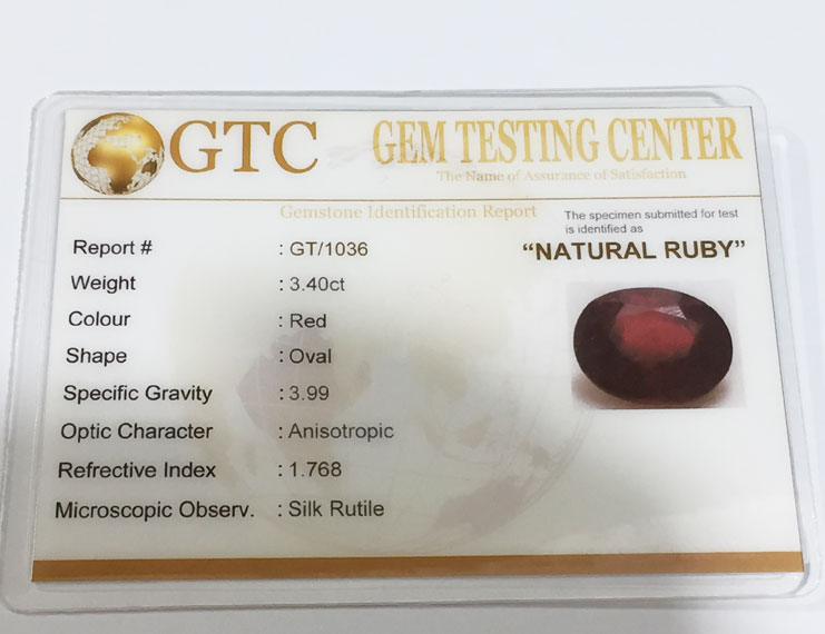 3.40 ct Natural Certified Bangkok/New Burma Ruby/Manik