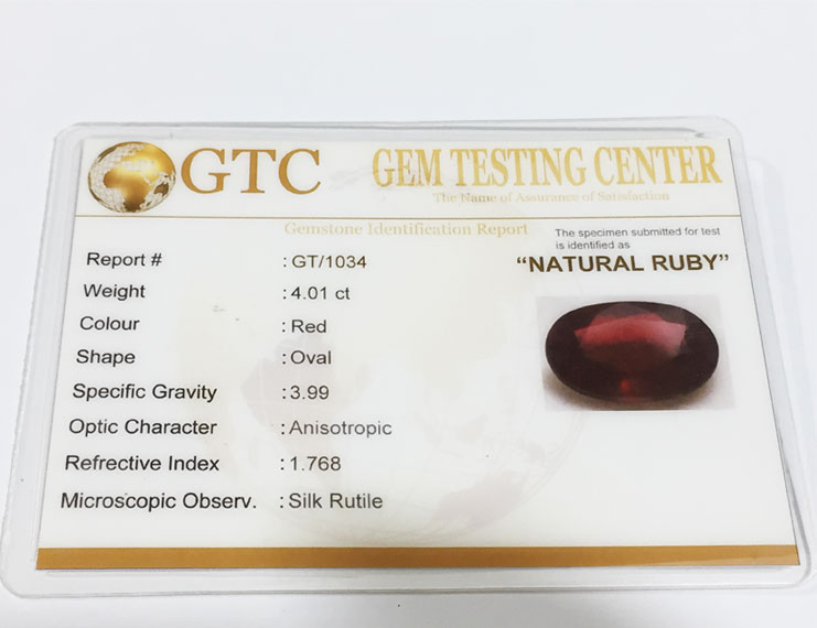 4.01 ct Natural Certified Bangkok/New Burma Ruby/Manik