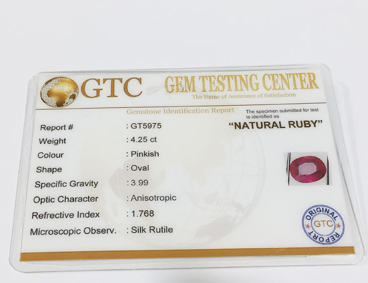 4.25 ct Natural Certified Bangkok/New Burma Ruby/Manik