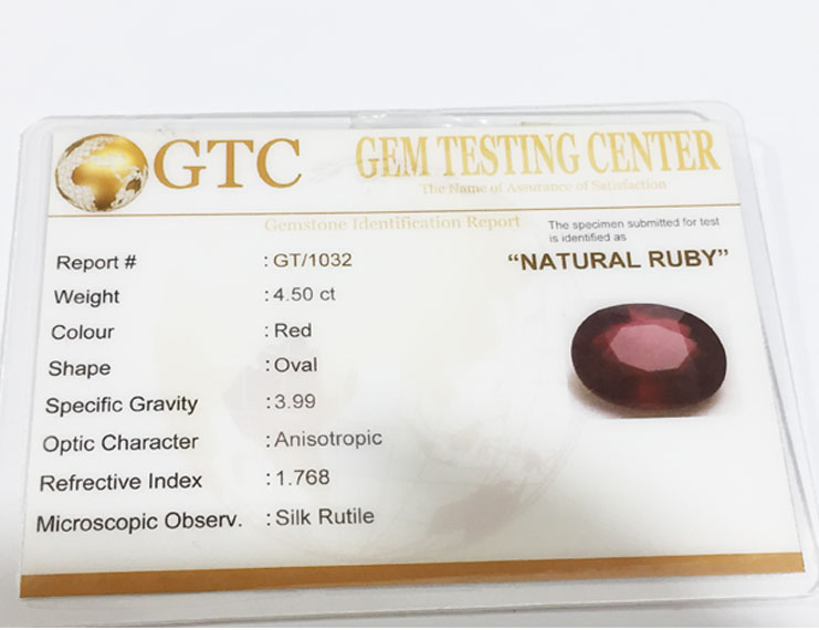 4.50 ct Natural Certified Bangkok/New Burma Ruby/Manik