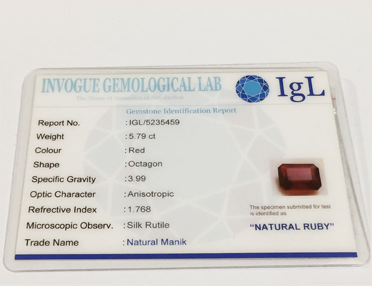 5.79 ct Natural Certified Bangkok/New Burma Ruby/Manik