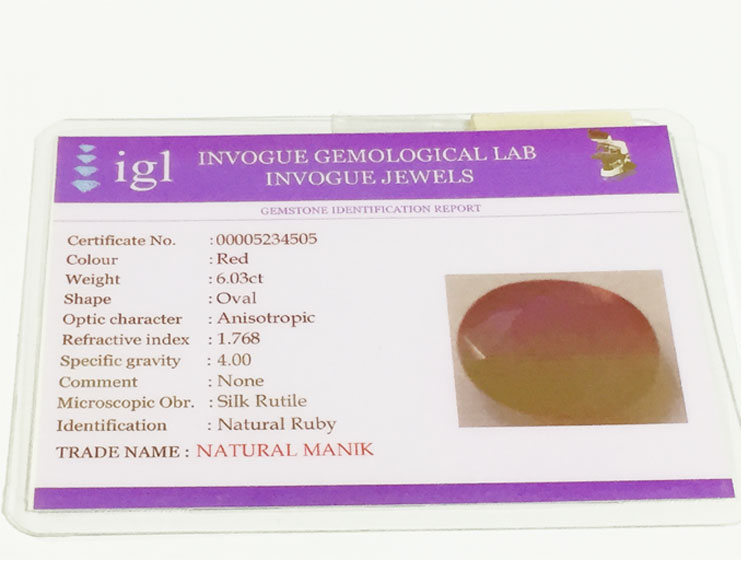 6.03 ct Natural Certified Bangkok/New Burma Ruby/Manik