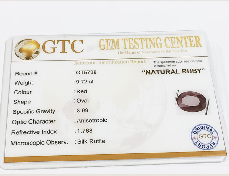 9.72 ct Natural Certified Non Heat Non Treat Ruby/Manik