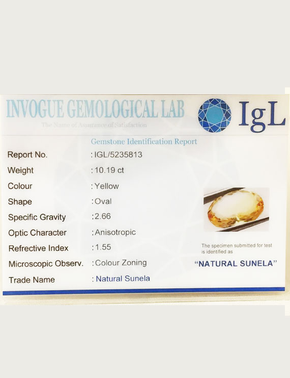 11.25 ratti (10.19 ct) Natural Certified Sunela (Citrine)