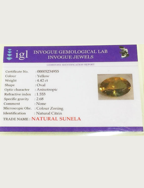 4.24 ct Natural Certified Sunela (Citrine)