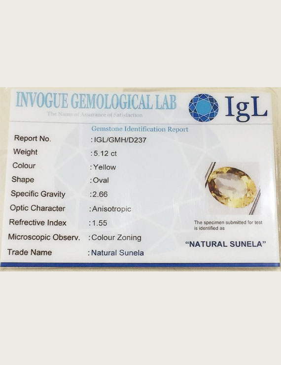 5.60 ratti (5.12 ct) Natural Certified Sunela (Citrine)