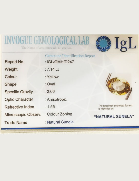 8.00 ratti (7.14 ct) Natural Certified Sunela (Citrine)