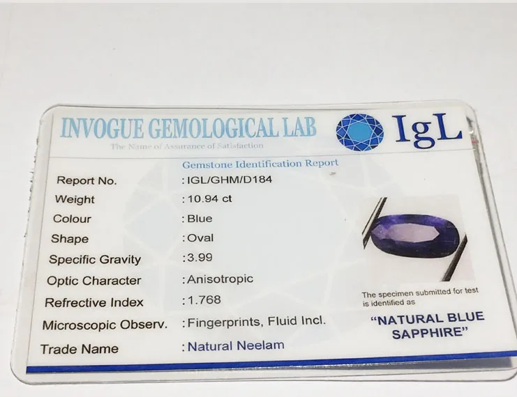 12.25 Ratti (10.94 Ct) Natural Ceylon Blue Sapphire (Neelam)