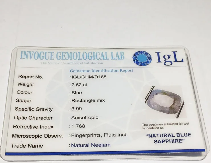 8.36 Ratti (7.52 Ct) Natural Ceylon Blue Sapphire (Neelam)