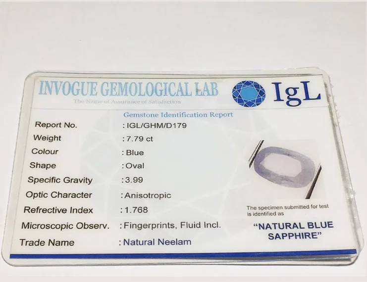 8.62 Ratti (7.79 Ct) Natural Ceylon Blue Sapphire (Neelam)